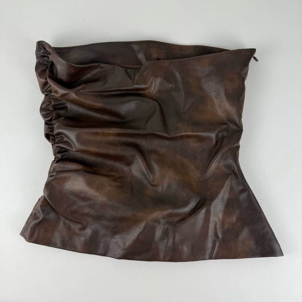 Zara Brown Faux Leather Tube Top - Picture 4 of 4